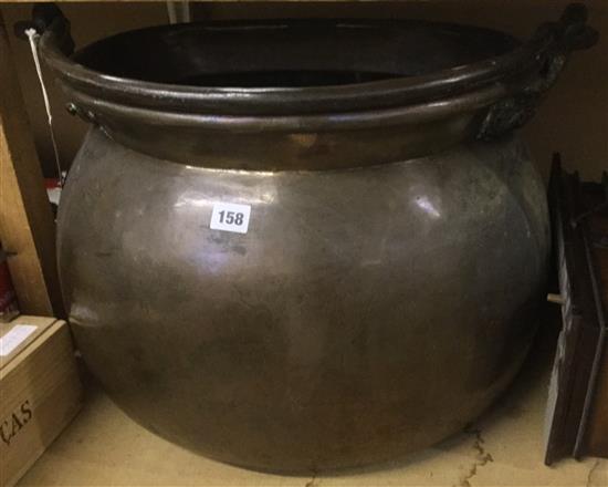 A large 19th century copper cauldron, 22.5in.